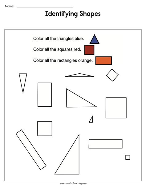 Identifying 2 D Shapes Worksheet By Teach Simple