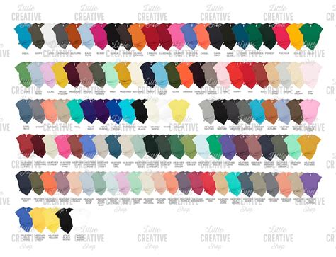 Color Chart Displays All 121 Colors Of Bella And Canvas 3001 Etsy