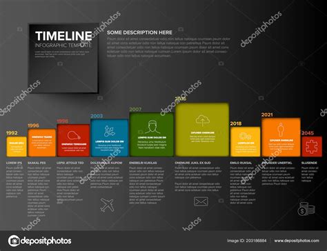 Vector Minimalist Colorful Timeline Infographic Template Square Blocks