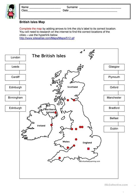 British Isles Map English ESL Worksheets For Distance Learning And Physical Classrooms Map