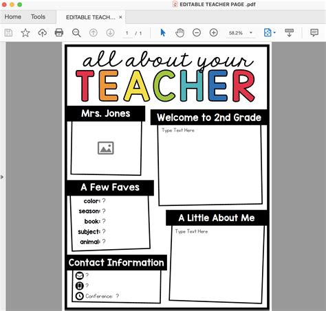 All About Your Teacher Printable Mrs Jones Creation Station
