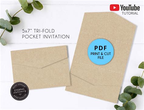 5x7 Pocket Wedding Invitation Template Pdf Pocket Folio Etsy