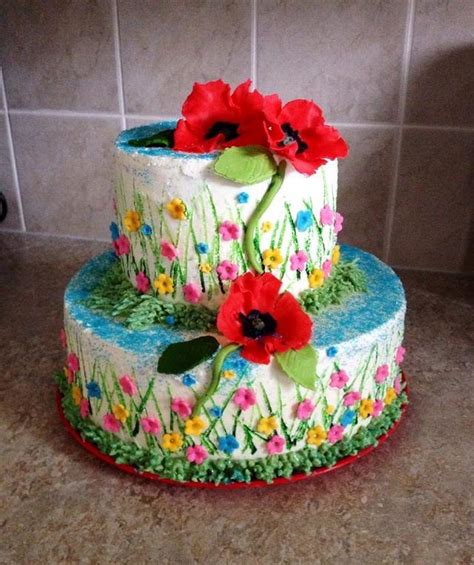 Cake With Red Poppys Cake By Cakes By Biliana Cakesdecor