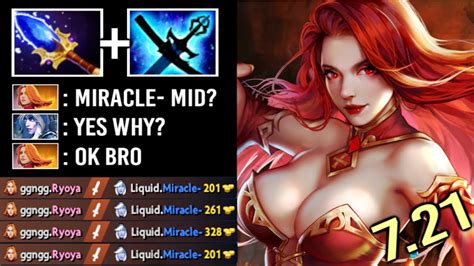 epic pro scepter lina mid solo vs miracle drow ranger full item battle crazy gameplay 7 21 dota