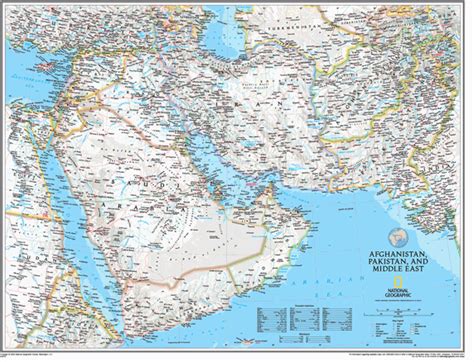 Afghanistan Pakistan And Middle East Wall Map By National Geographic