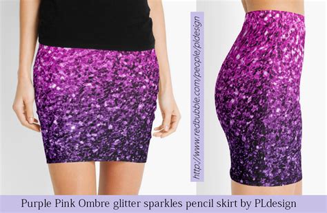Beautiful Purple Pink Ombre Faux Glitter Sparkles Mini Skirt By