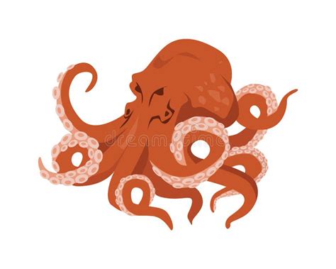 Detailed Scary Kraken Or Big Octopus Illustration Stock Vector