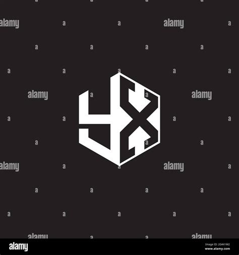 yx y x xy logo monogram hexagon with black background negative space style stock vector image