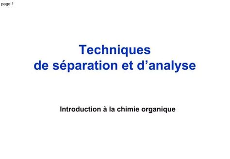 PPT Techniques De S Paration Et D Analyse PowerPoint Presentation Free Download ID