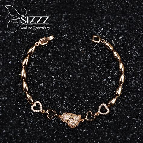 Cz Crystal Love Shape Bracelet Zircon Bracelet Bangle Chains Crystal