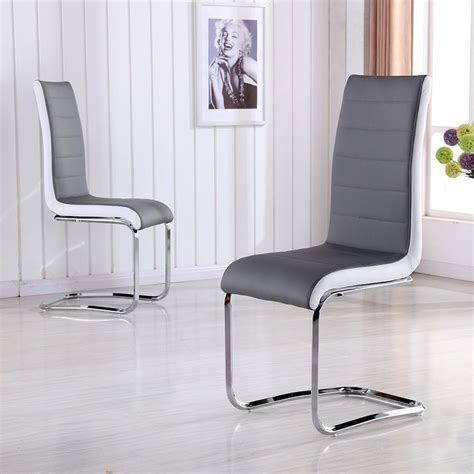Schindora® Faux Leather Dining Chairs With High Back And Chrome Legs