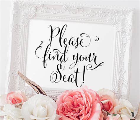 Please Find Your Seat Sign 8x10 Sign Diy Printable Sign In Bella