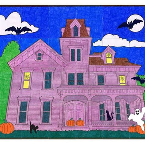 Haunted House Collaborative Art Project Halloween Mural Kids Art