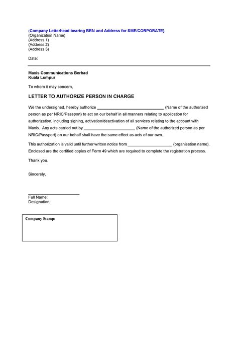 Permission Letter For Utility Bill Template Authorization Letter For