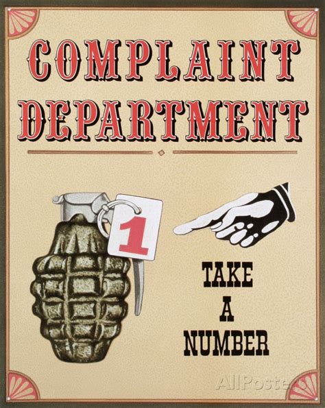 Complaint Department Tin Sign Funny Complaints