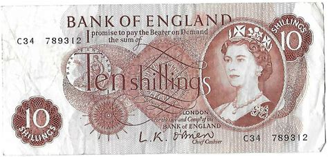 1961 1963 Bank Of England L K Obrien Red 10 Shilling Banknote A01