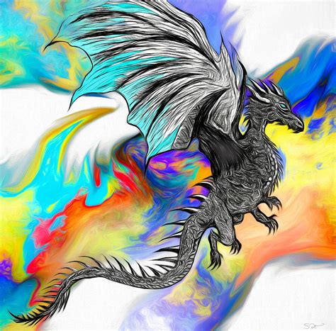 Dragon Visions In Color Drawing By Abstract Angel Artist Stephen K Pixels
