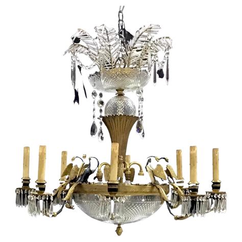 French Empire Style Bronze And Crystal Chandelier At Stdibs French