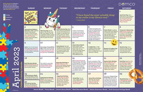 Childrens Activity Calendar April 2023