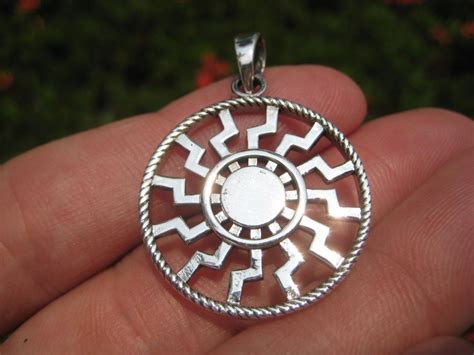 925 Sterling Silver Black Sun Wheel Viking Norse Sonnenrad Germanic