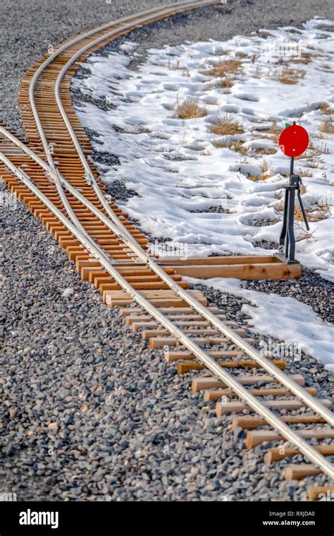 Railroad Switch On A Railroad Junction In Winter Stock Photo Alamy