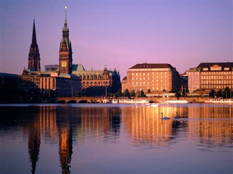 Hamburg Germany Reflection Swans City Wallpapers Hd Desktop And