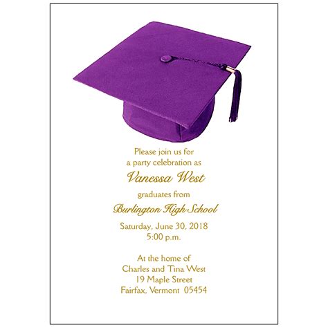 Shop new graduation party invitation designs for 2021. Graduation Party Invitation Grad-03 Purple ⋆ IPV Studio