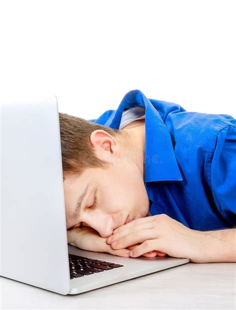 Young Man Sleep On The Laptop Stock Photo Image Of Sleeper Overwork