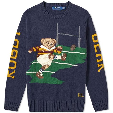 Polo Ralph Lauren Rugby Bear Intarsia Knit Navy End Us