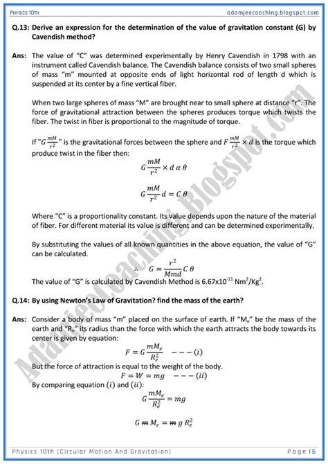 Motion class 9 extra questions very short answer questions. Adamjee Coaching: Circular Motion And Gravitation ...