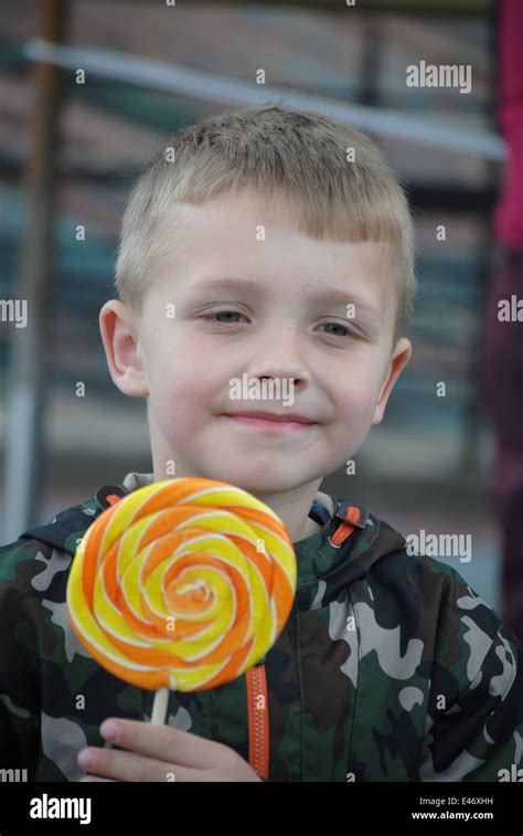 Little Boy With Lolly Pop Stock Photo Alamy