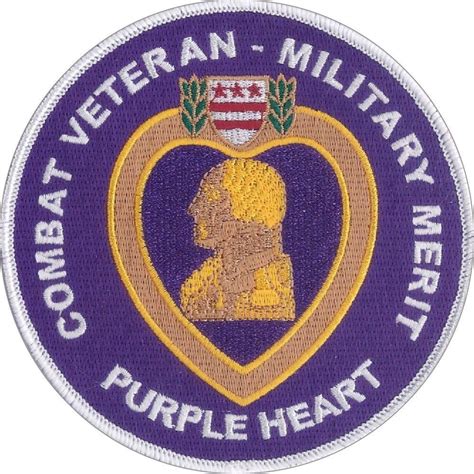 Purple Heart Embroidered Patch Combat Veteran Military Merit Us