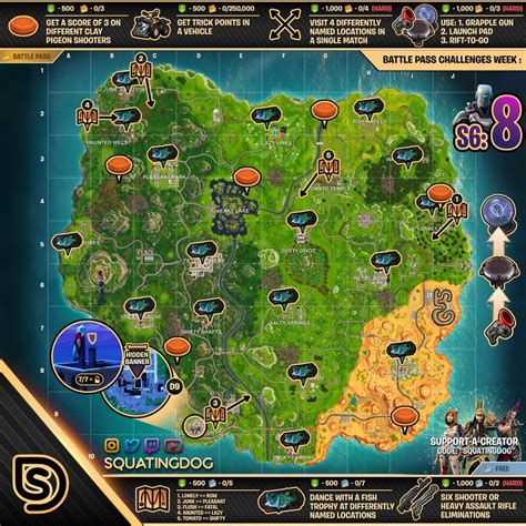 Cheat Sheet Map For Fortnite Battle Royale Season 6 Week 8 Fortnite