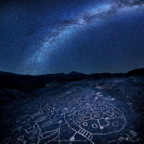 Milky Way Looking Over Sky Rock Petroglyphs California By Rick