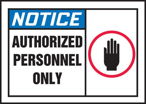Authorized Personnel Only Osha Notice Safety Labels Ladm803