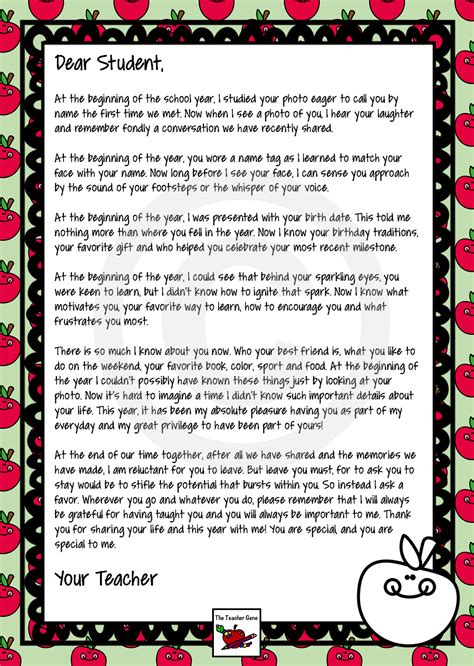 End Of Year Letter From Your Teacher Editable Letter To Students