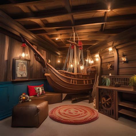 A Whimsical Pirate Ship Themed Playroom With Rope Bridges And Hidden