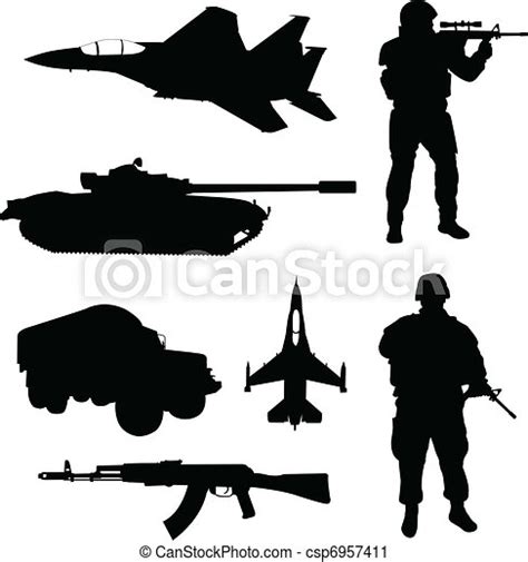 Army silhouettes - vector. | CanStock
