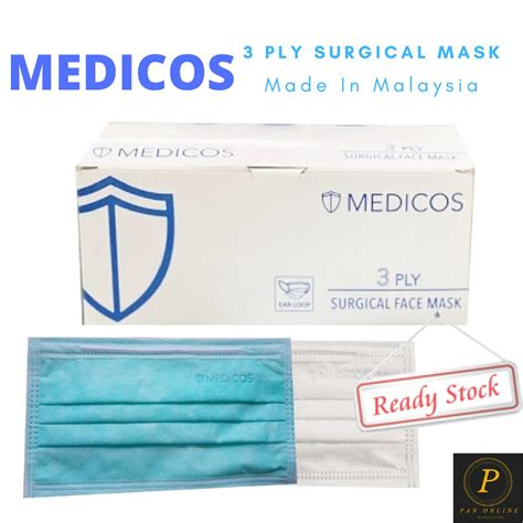 Medicos 3 ply surgical face mask. Made in Malaysia Medicos 3 ply Surgical face mask 50 pcs ...