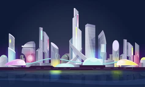 Premium Vector Futuristic Skyline City