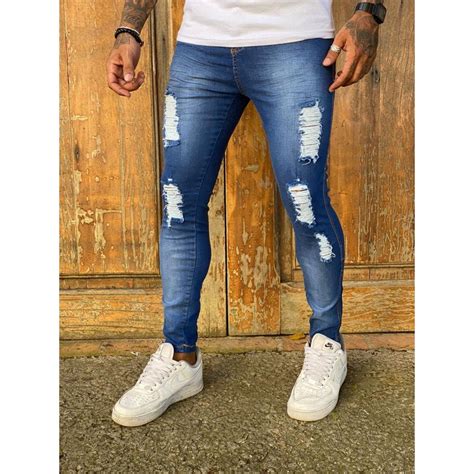 Cal A Jeans Masculina Super Skinny Justa Bem Colada Na Perna Com Lycra Elastano Premium Shopee