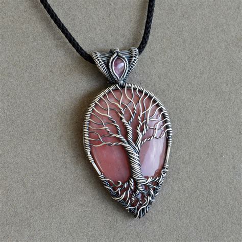 Peruvian Pink Opal Sterling Silver Star Ruby Tree Of Life Necklace