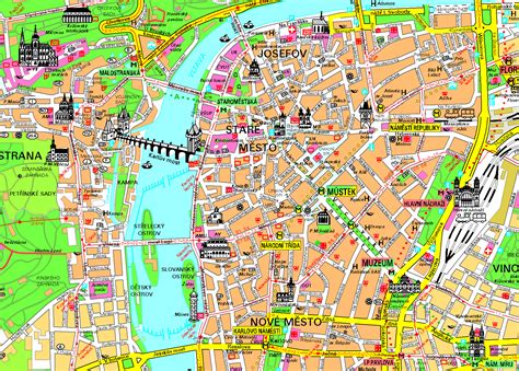 Letölthető prágai térképek Tourist map City maps illustration