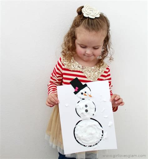 Puffy Paint Snowman Kid Craft Girl Loves Glam