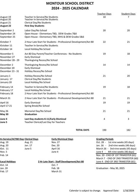 2024-2025 Calendar – Calendar – Montour School District