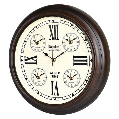 Artshai Brown World Time Wall Clock Rs 2599 Piece Ghf Retail Id