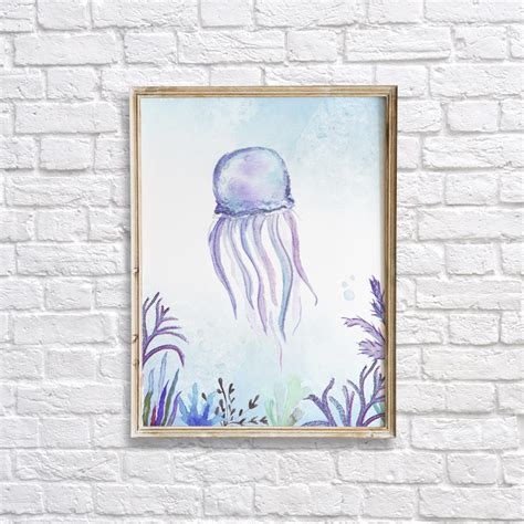 Watercolor Whale Jellyfish Sea Turtle Seahorse Octopus