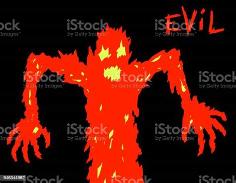 Angry Demon Red Silhouette Vector Illustration Stock Illustration