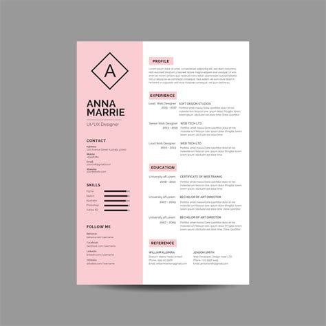 Free Pink Resume Template