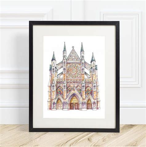 Illustrated London Art Print Of Westminster Abbey London City Map